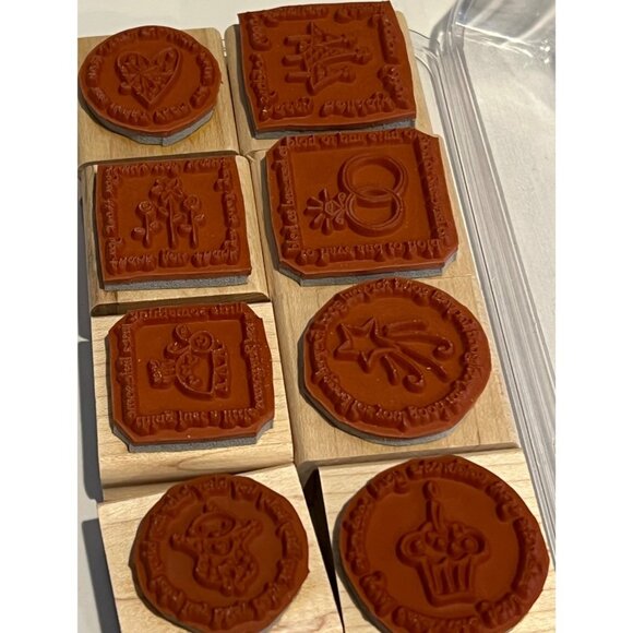 Stampin Up! 2004 Wood Rubber Stamp Set Figures Of Speech Celebration & Baby Desi - Picture 3 of 3